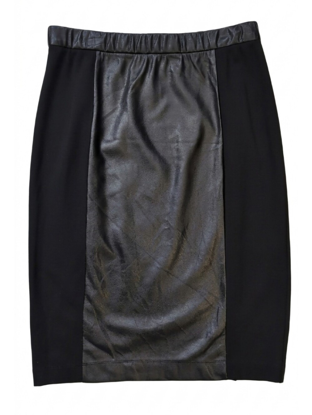 Pink Tartan Black Faux Leather Paneled Pencil Skirt Office Casual Womens Size 4